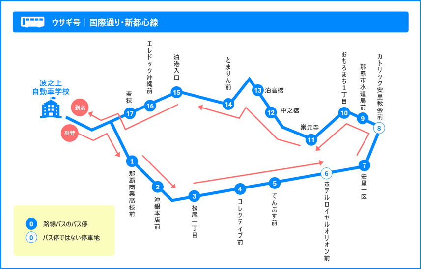 ウサギ号／国際通り・新都心線　路線図